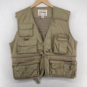 FIELD & STREAM Vest Mens L Fly Fishing Hunting Photography Gear Utility Brown